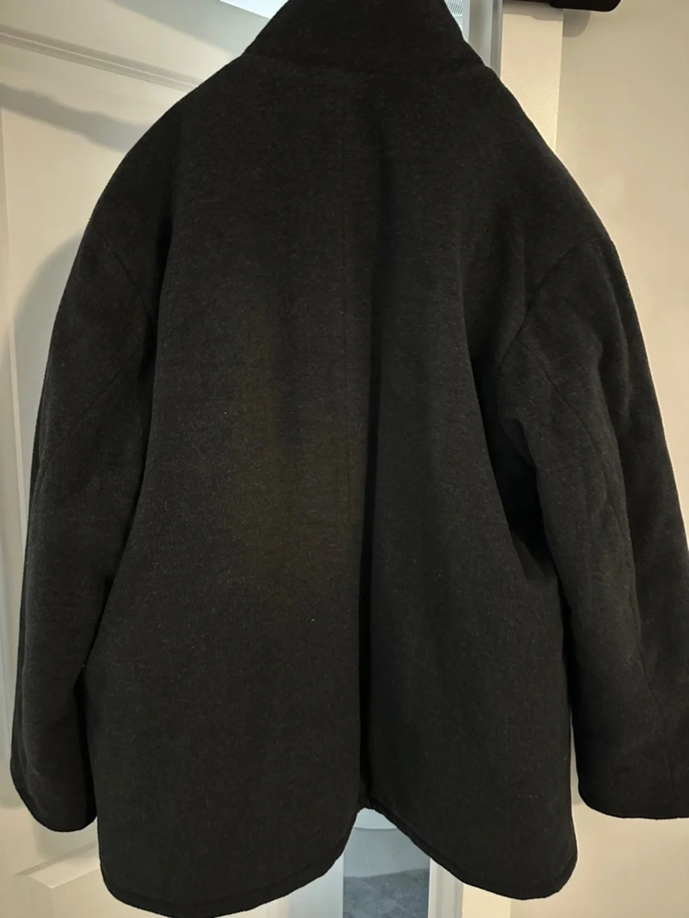 Men's Black Pea Coat - Wool-Blend Overcoat by Mantles - Picture 3 of 5